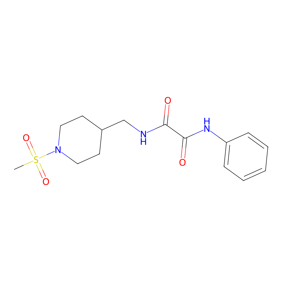 N1-((1-(methylsulfonyl)piperidin-4-yl)methyl)-N2-phenyloxalamide molecular structure, CAS 1234800-05-5