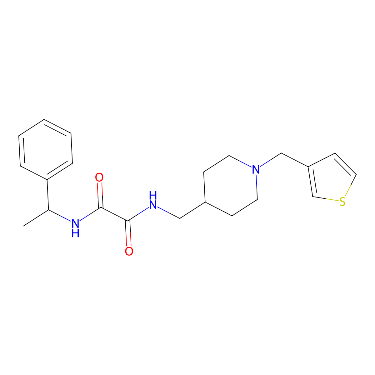 N1-(1-phenylethyl)-N2-((1-(thiophen-3-ylmethyl)piperidin-4-yl)methyl)oxalamide molecular structure, CAS 1234800-56-6