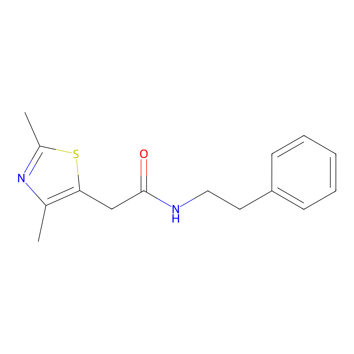 2-(2,4-dimethylthiazol-5-yl)-N-phenethylacetamide molecular structure, CAS 1234800-87-3