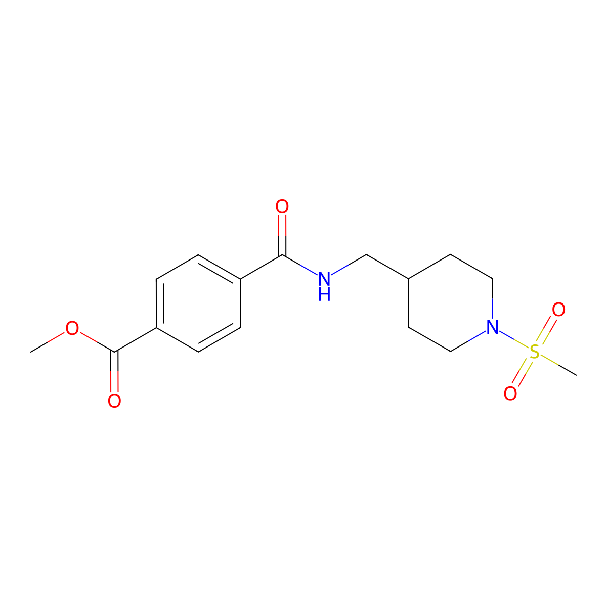 Methyl 4-(((1-(methylsulfonyl)piperidin-4-yl)methyl)carbamoyl)benzoate molecular structure, CAS 1234804-03-5