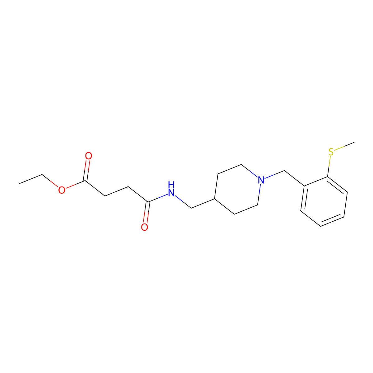 Ethyl 4-(((1-(2-(methylthio)benzyl)piperidin-4-yl)methyl)amino)-4-oxobutanoate molecular structure, CAS 1234804-24-0