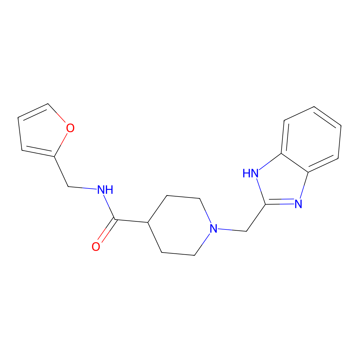 1-((1H-benzo[d]imidazol-2-yl)methyl)-N-(furan-2-ylmethyl)piperidine-4-carboxamide molecular structure, CAS 1234805-04-9
