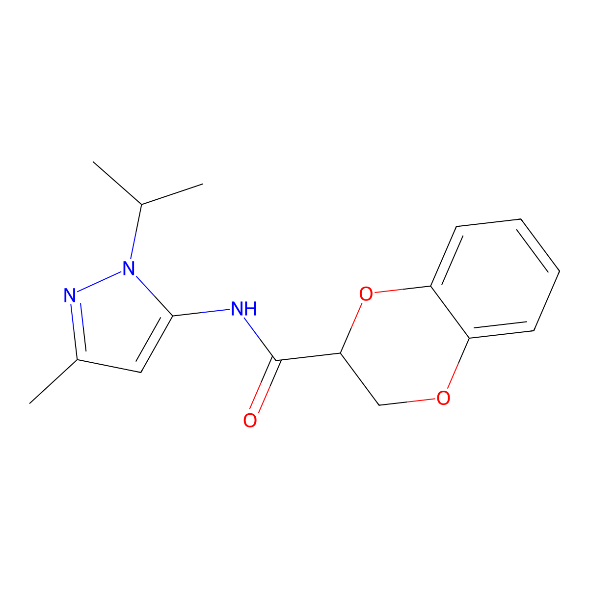 N-(1-isopropyl-3-methyl-1H-pyrazol-5-yl)-2,3-dihydrobenzo[b][1,4]dioxine-2-carboxamide molecular structure, CAS 1234805-38-9