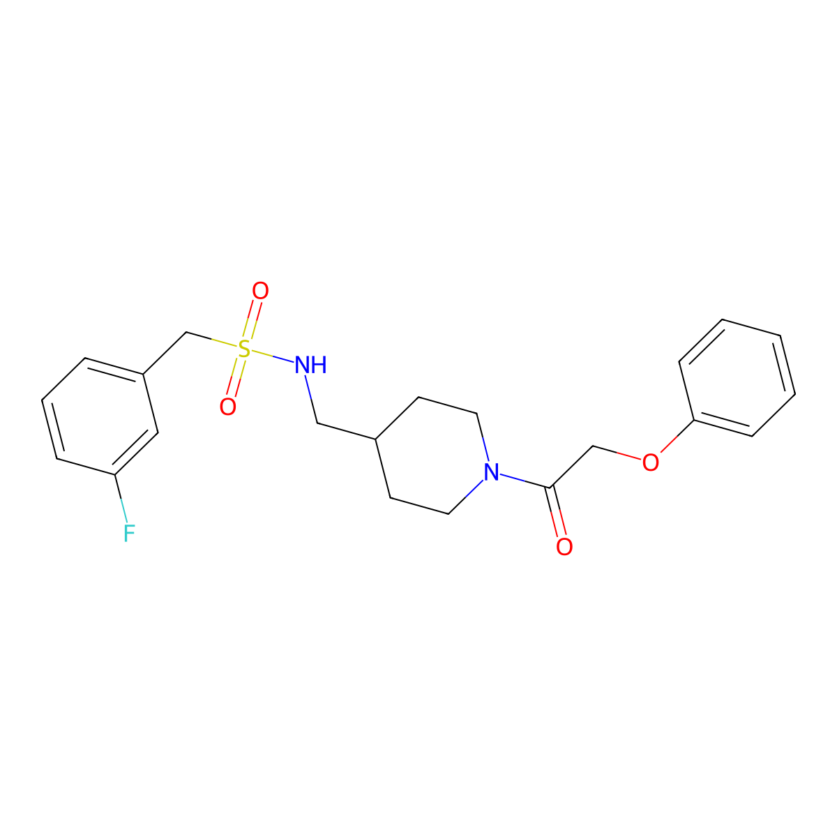 1-(3-fluorophenyl)-N-((1-(2-phenoxyacetyl)piperidin-4-yl)methyl)methanesulfonamide molecular structure, CAS 1234805-60-7