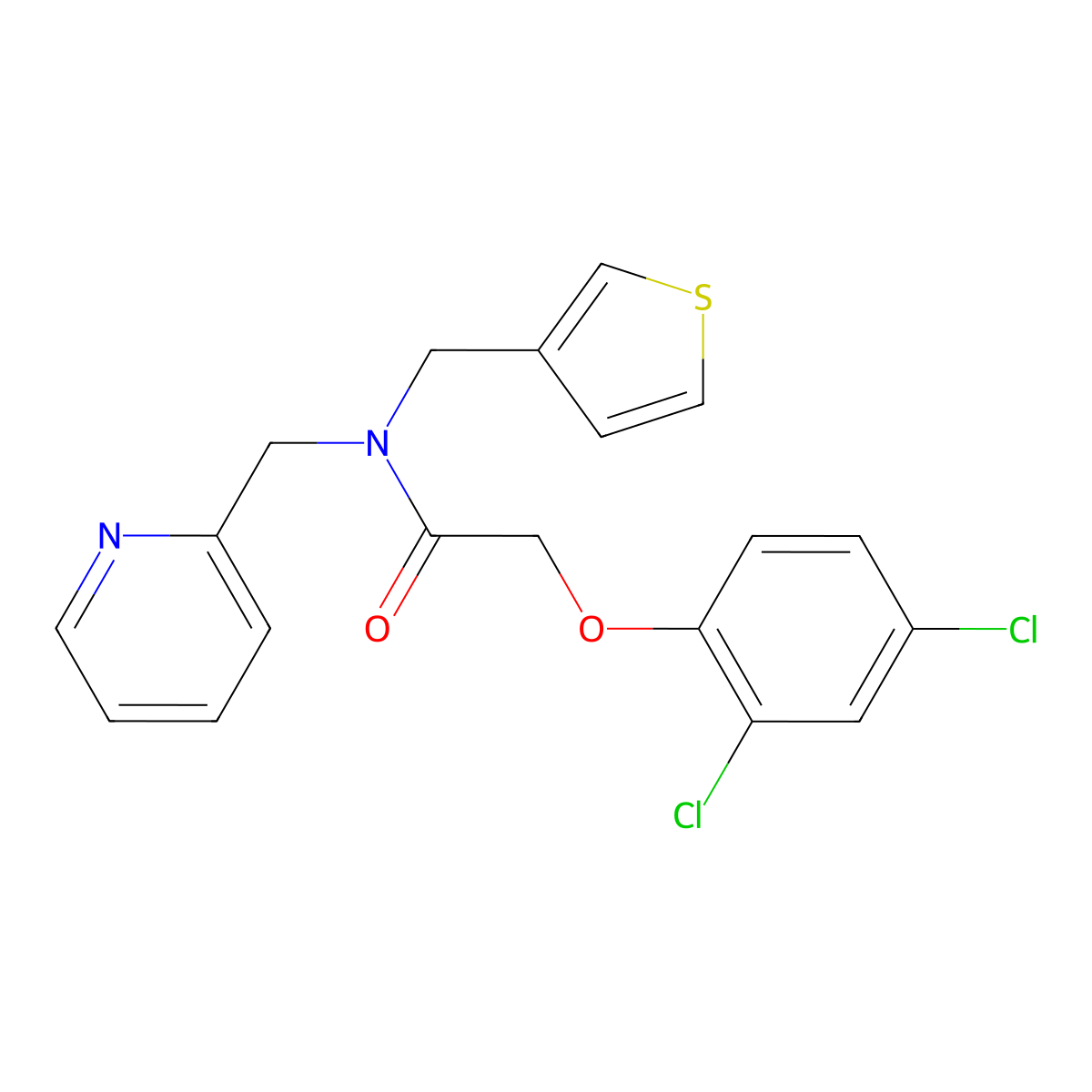 2-(2,4-dichlorophenoxy)-N-(pyridin-2-ylmethyl)-N-(thiophen-3-ylmethyl)acetamide molecular structure, CAS 1234805-80-1