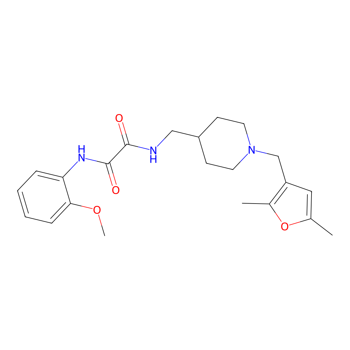N1-((1-((2,5-dimethylfuran-3-yl)methyl)piperidin-4-yl)methyl)-N2-(2-methoxyphenyl)oxalamide molecular structure, CAS 1234806-80-4