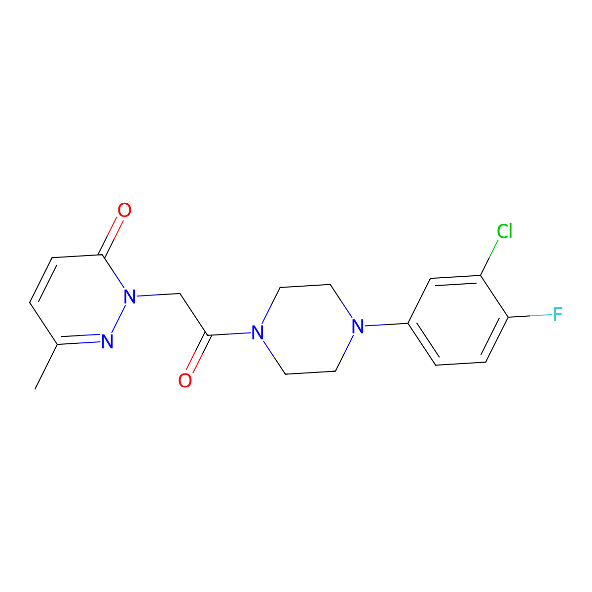 2-(2-(4-(3-chloro-4-fluorophenyl)piperazin-1-yl)-2-oxoethyl)-6-methylpyridazin-3(2H)-one molecular structure, CAS 1234807-33-0