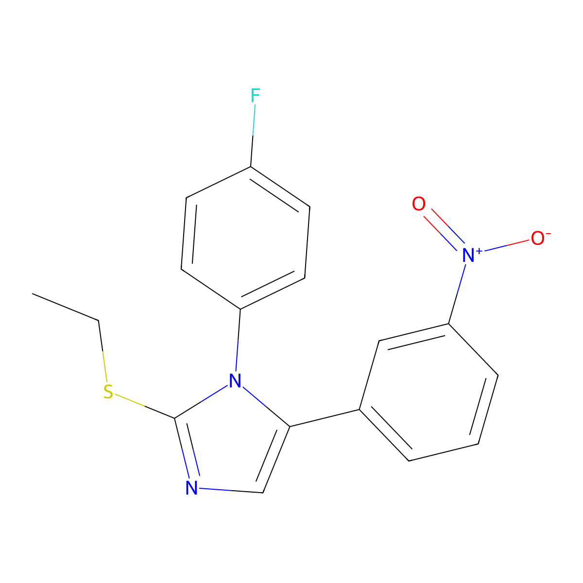 2-(ethylthio)-1-(4-fluorophenyl)-5-(3-nitrophenyl)-1H-imidazole molecular structure, CAS 1234807-40-9