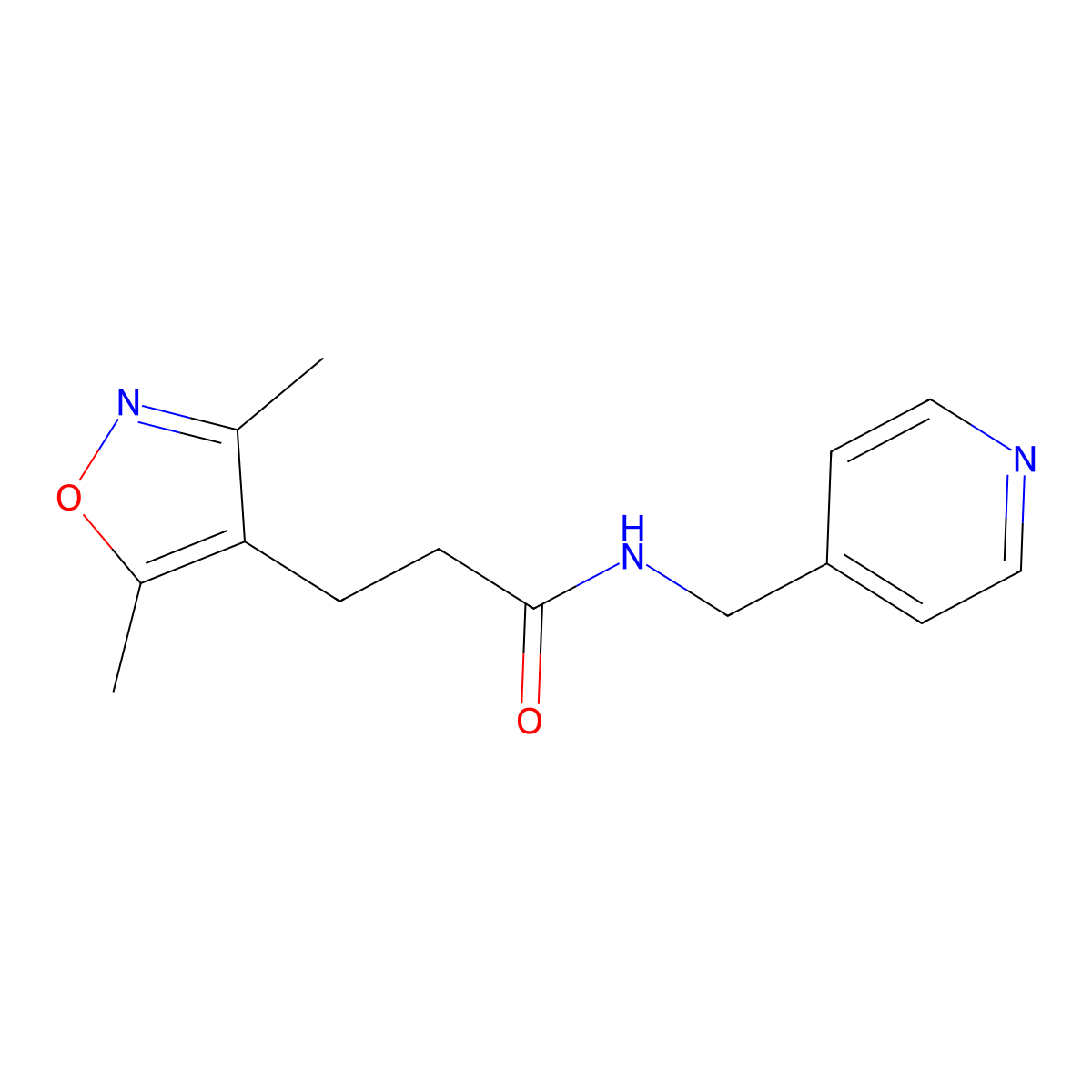 3-(3,5-dimethylisoxazol-4-yl)-N-(pyridin-4-ylmethyl)propanamide molecular structure, CAS 1234807-64-7