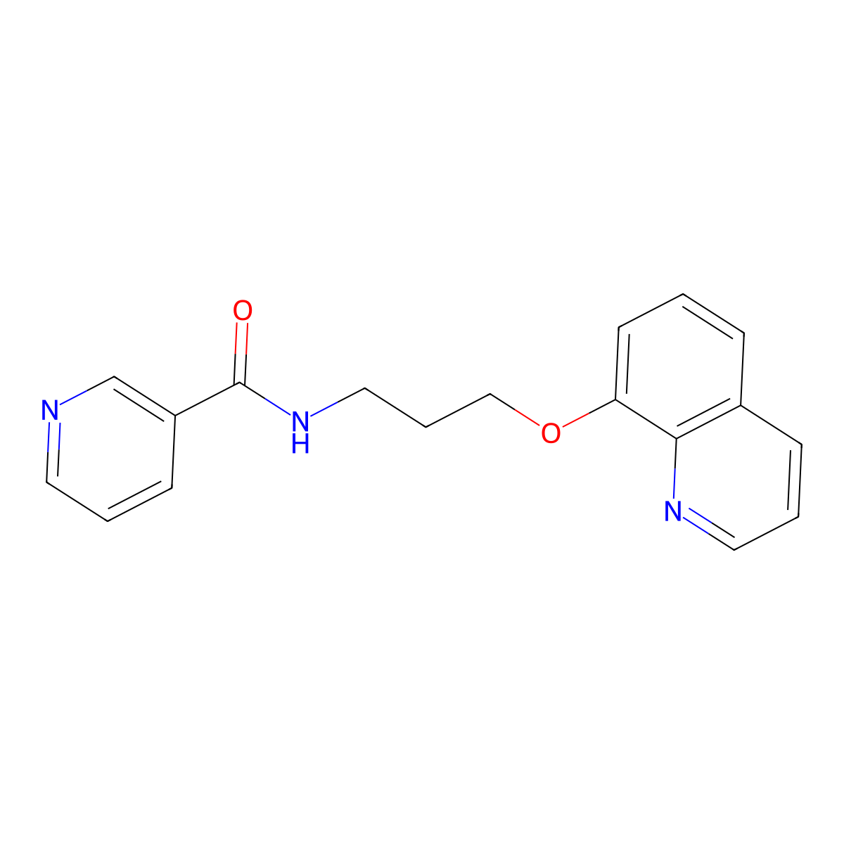 N-(3-(quinolin-8-yloxy)propyl)nicotinamide molecular structure, CAS 1234807-93-2