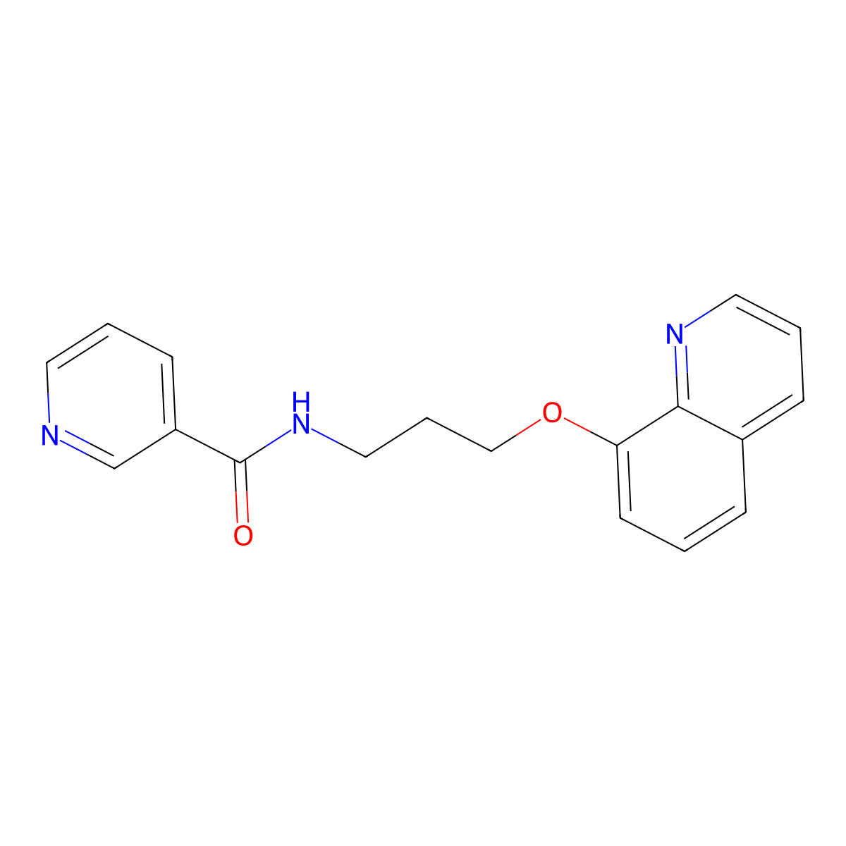 N-(3-(quinolin-8-yloxy)propyl)nicotinamide molecular structure, CAS 1234807-93-2