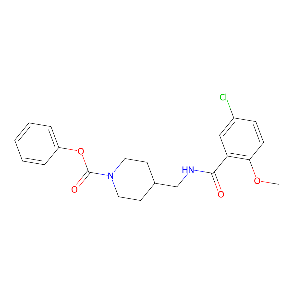 Phenyl 4-((5-chloro-2-methoxybenzamido)methyl)piperidine-1-carboxylate molecular structure, CAS 1234808-56-0