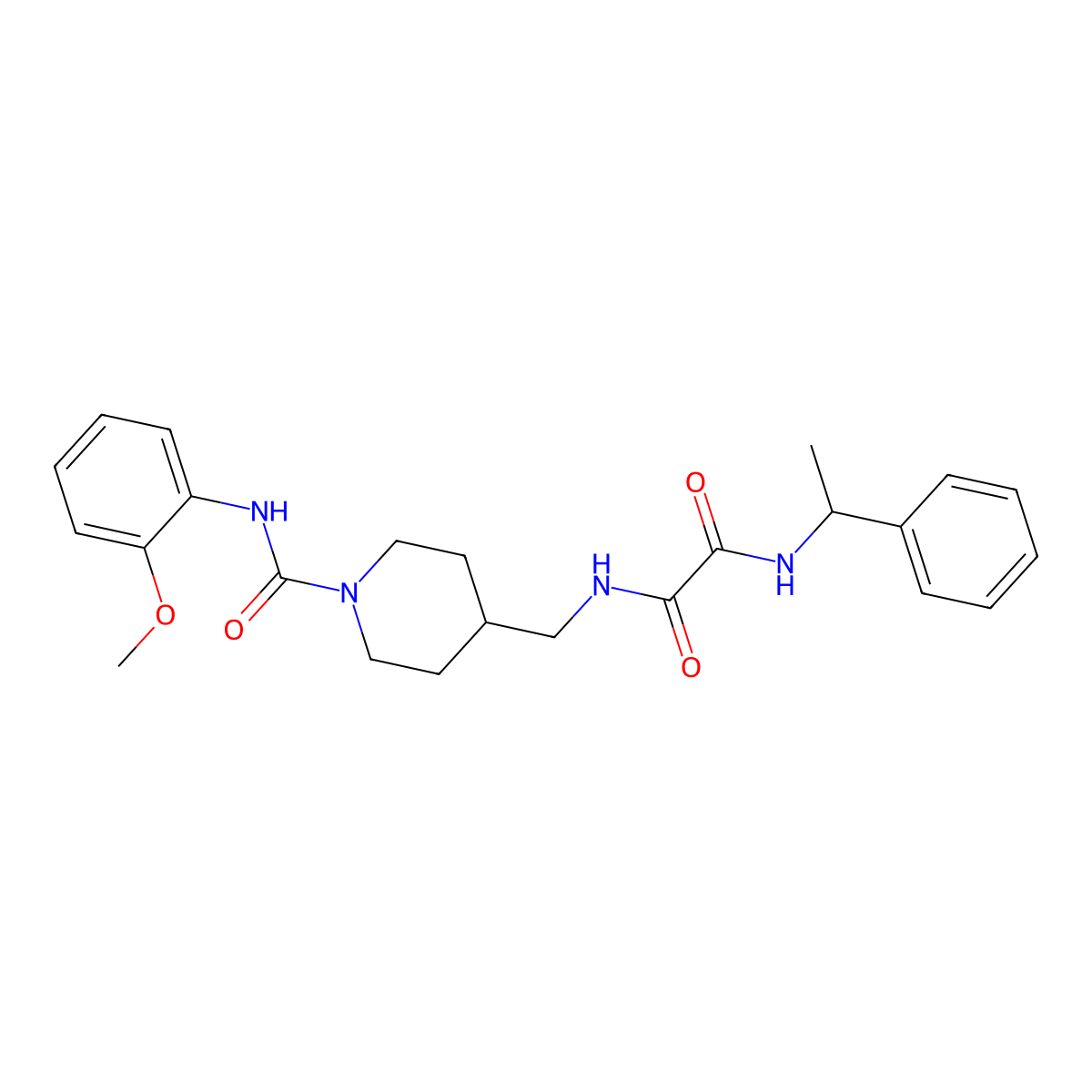 N1-((1-((2-methoxyphenyl)carbamoyl)piperidin-4-yl)methyl)-N2-(1-phenylethyl)oxalamide molecular structure, CAS 1234808-81-1