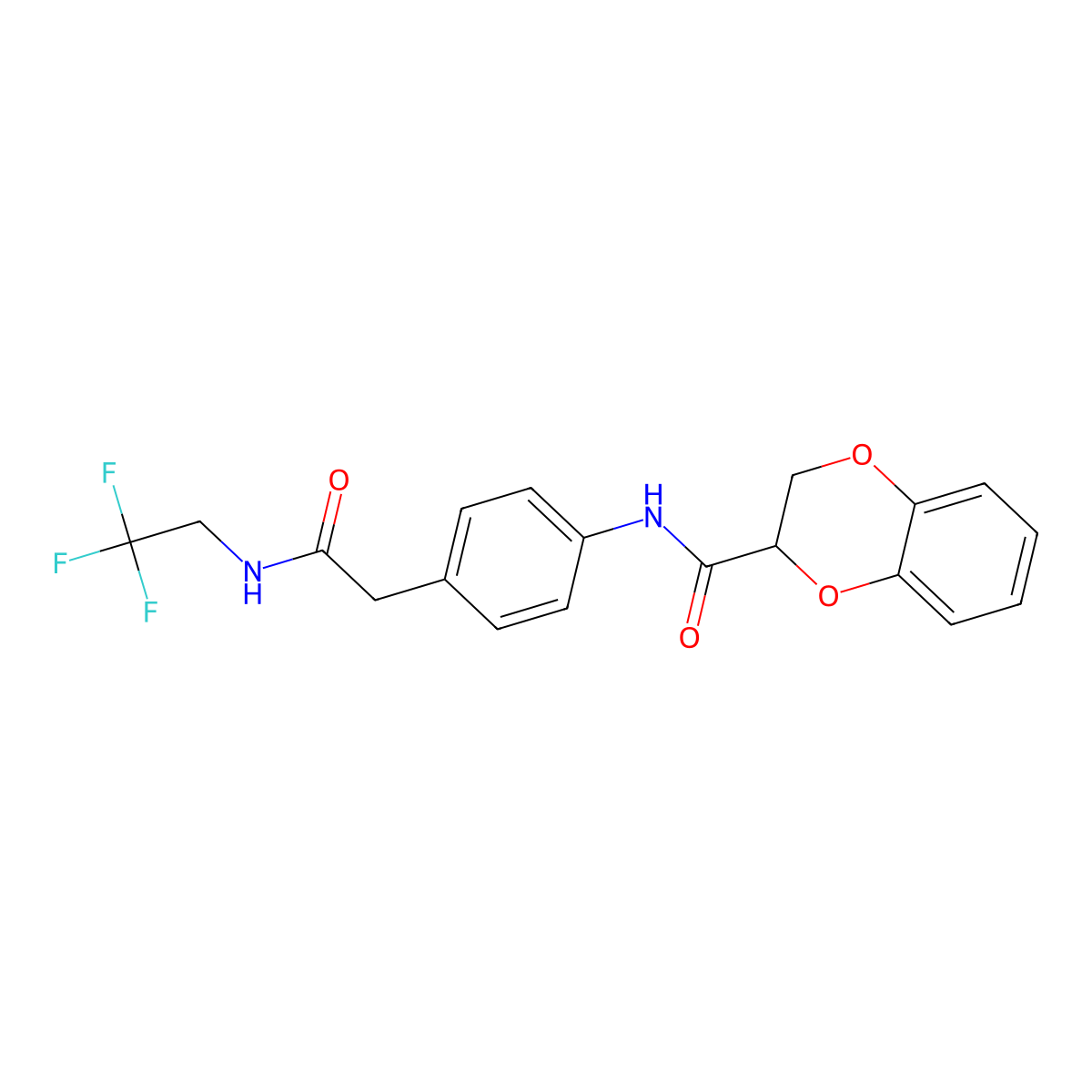 N-(4-(2-oxo-2-((2,2,2-trifluoroethyl)amino)ethyl)phenyl)-2,3-dihydrobenzo[b][1,4]dioxine-2-carboxamide molecular structure, CAS 1234808-82-2