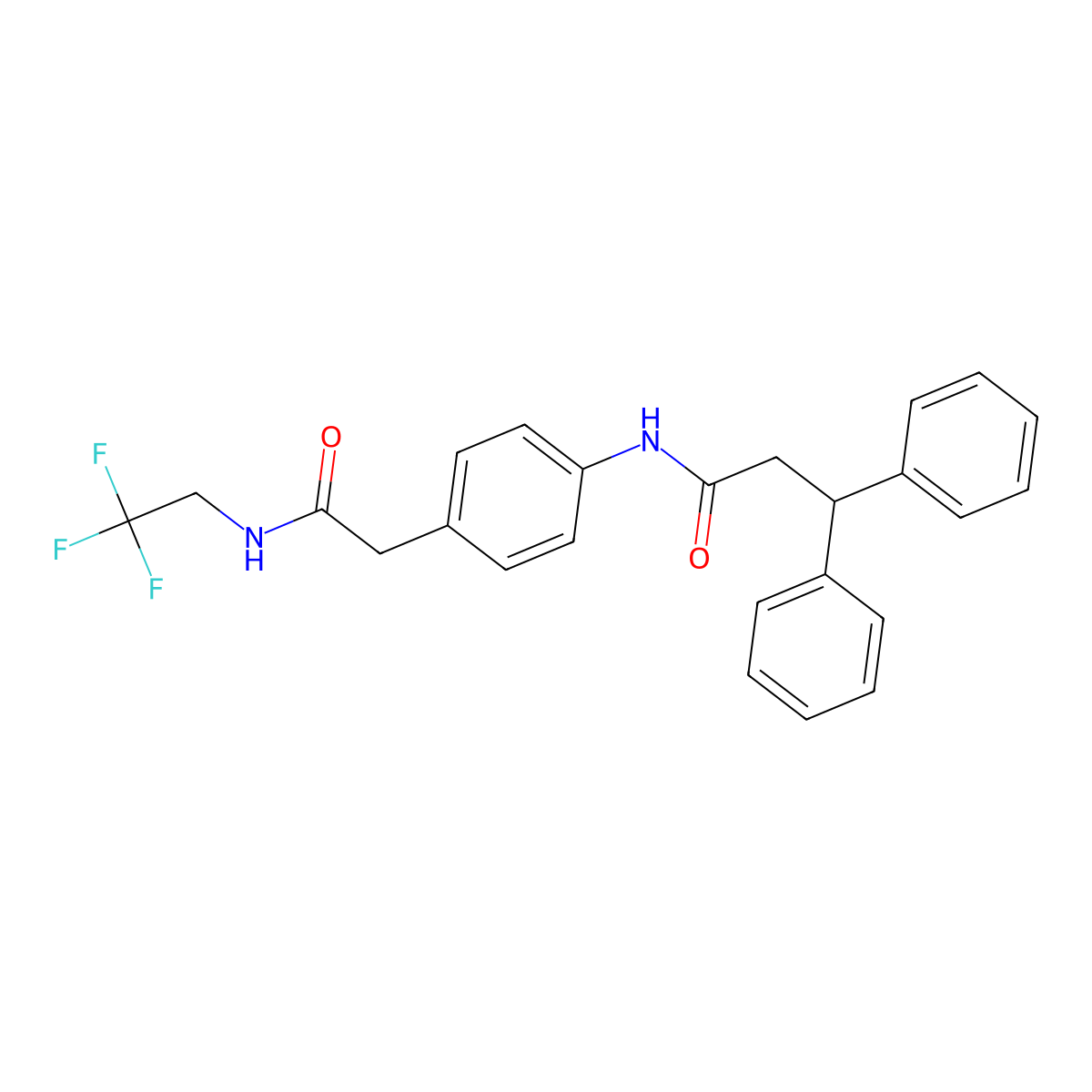 N-(4-(2-oxo-2-((2,2,2-trifluoroethyl)amino)ethyl)phenyl)-3,3-diphenylpropanamide molecular structure, CAS 1234809-05-2