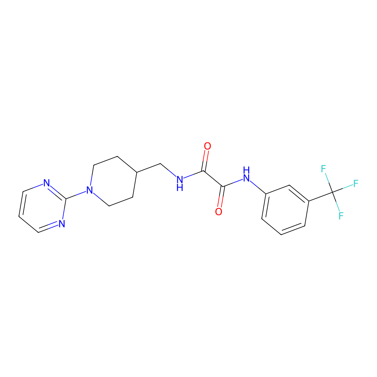 N1-((1-(pyrimidin-2-yl)piperidin-4-yl)methyl)-N2-(3-(trifluoromethyl)phenyl)oxalamide molecular structure, CAS 1234809-14-3