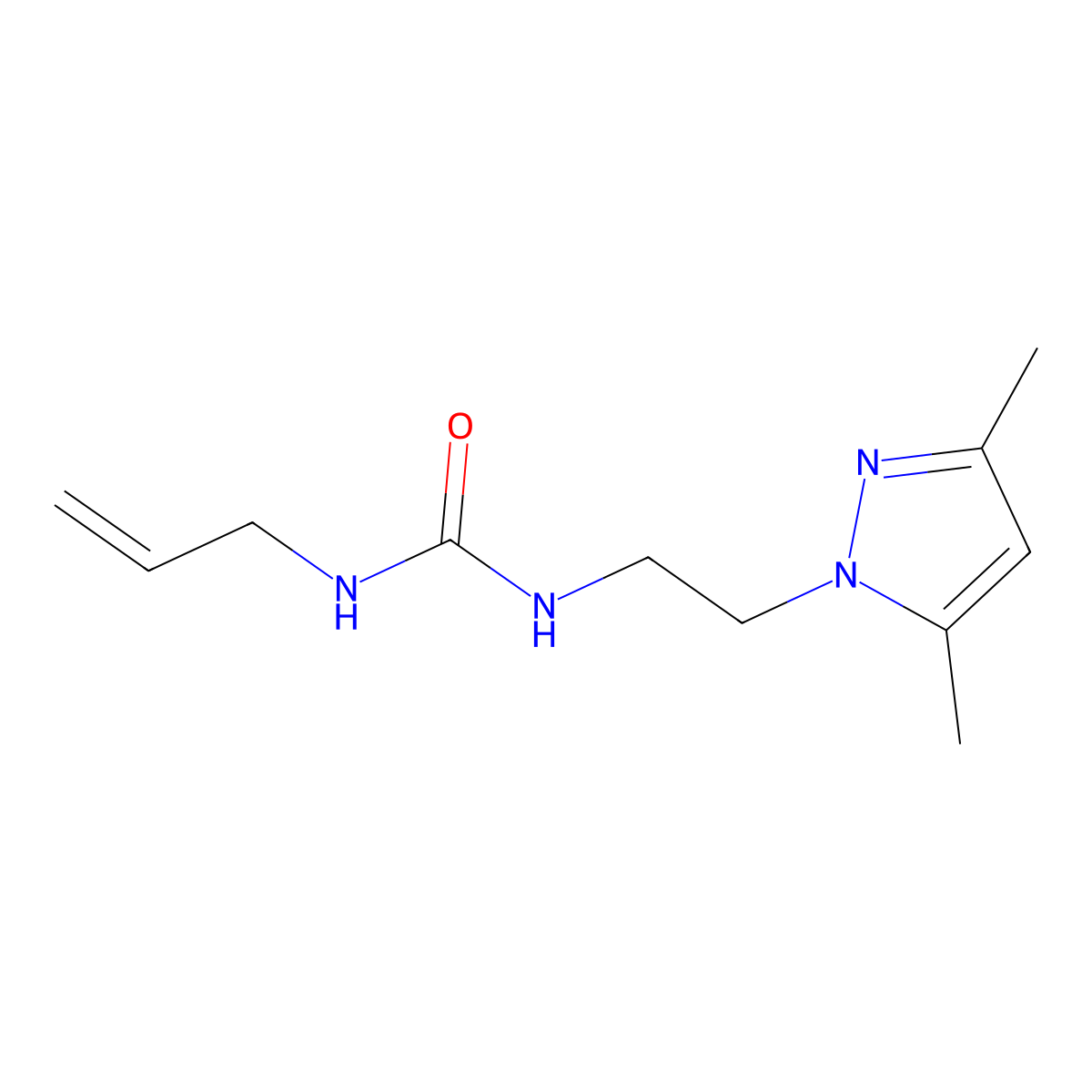 1-allyl-3-(2-(3,5-dimethyl-1H-pyrazol-1-yl)ethyl)urea molecular structure, CAS 1234809-25-6