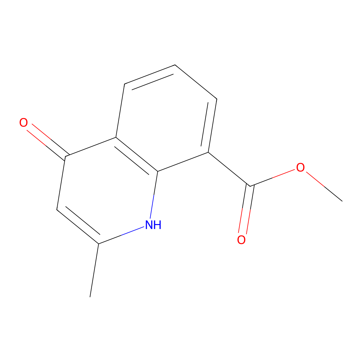 Methyl 2-methyl-4-oxo-1,4-dihydroquinoline-8-carboxylate molecular structure, CAS 1234809-91-6