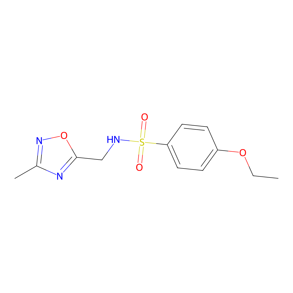 4-ethoxy-N-((3-methyl-1,2,4-oxadiazol-5-yl)methyl)benzenesulfonamide molecular structure, CAS 1234810-12-8