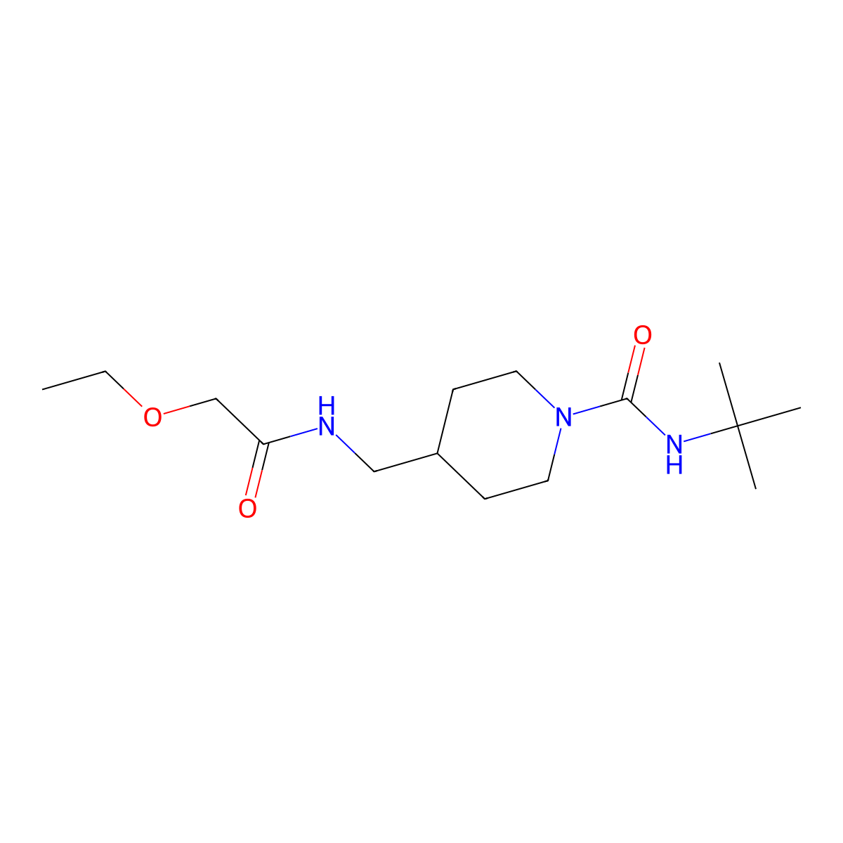 N-(tert-butyl)-4-((2-ethoxyacetamido)methyl)piperidine-1-carboxamide molecular structure, CAS 1234810-14-0