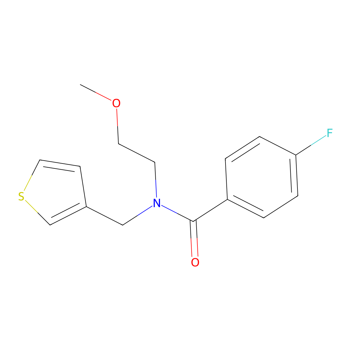 4-fluoro-N-(2-methoxyethyl)-N-(thiophen-3-ylmethyl)benzamide molecular structure, CAS 1234811-04-1