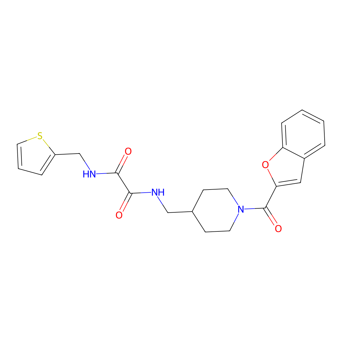 N1-((1-(benzofuran-2-carbonyl)piperidin-4-yl)methyl)-N2-(thiophen-2-ylmethyl)oxalamide molecular structure, CAS 1234811-28-9