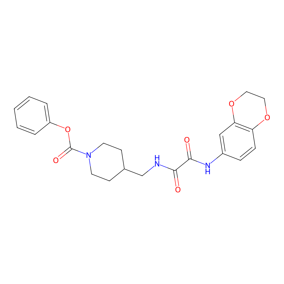 Phenyl 4-((2-((2,3-dihydrobenzo[b][1,4]dioxin-6-yl)amino)-2-oxoacetamido)methyl)piperidine-1-carboxylate molecular structure, CAS 1234811-36-9