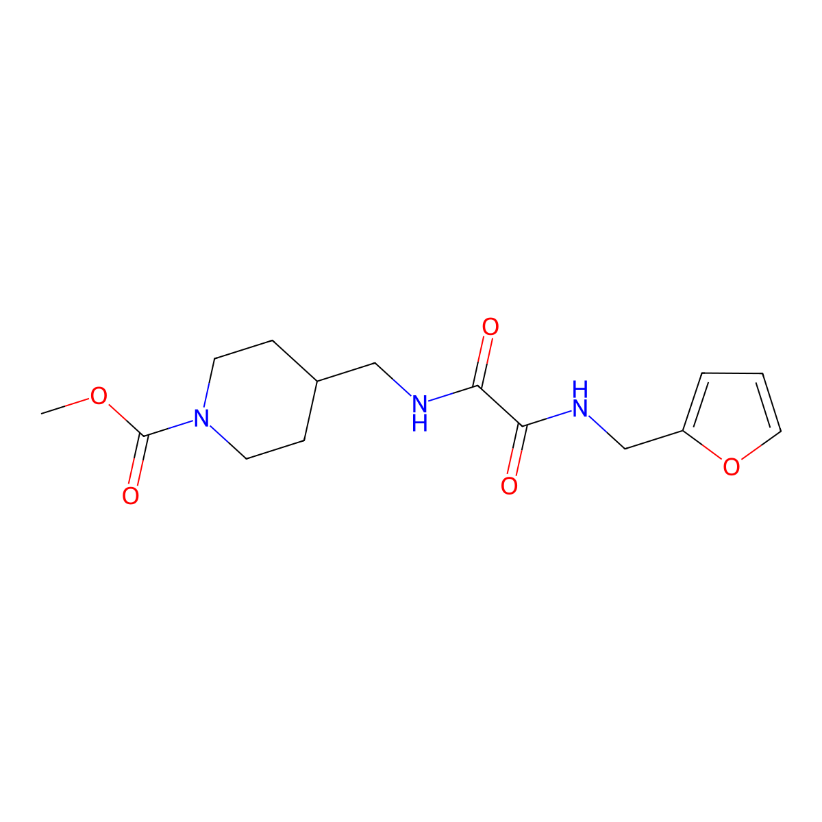 Methyl 4-((2-((furan-2-ylmethyl)amino)-2-oxoacetamido)methyl)piperidine-1-carboxylate molecular structure, CAS 1234811-44-9