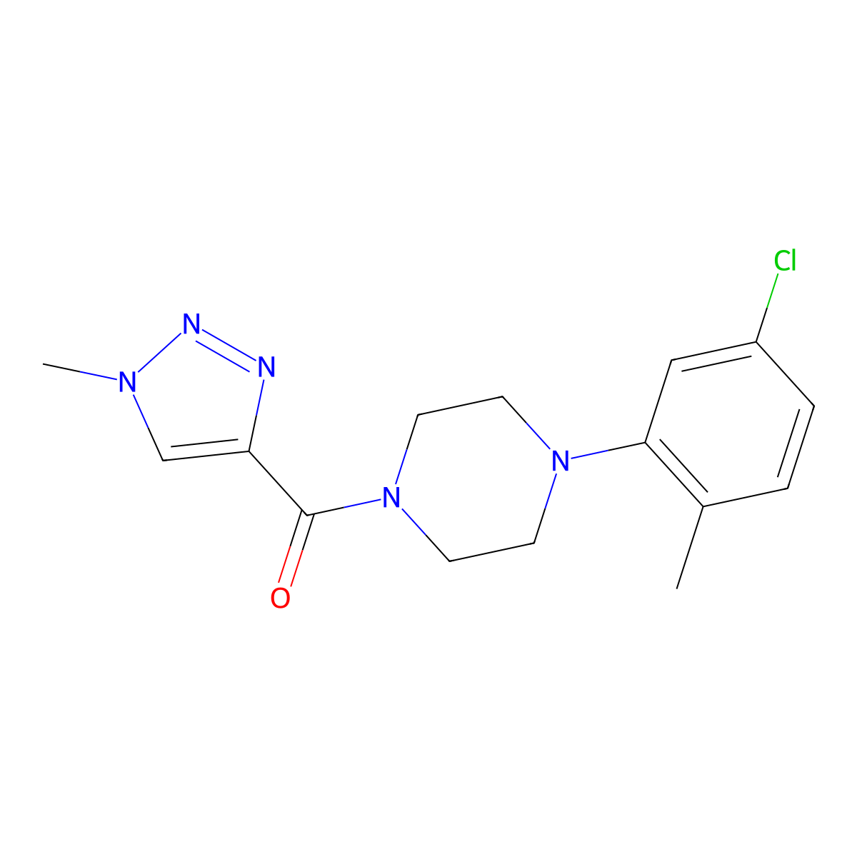(4-(5-chloro-2-methylphenyl)piperazin-1-yl)(1-methyl-1H-1,2,3-triazol-4-yl)methanone molecular structure, CAS 1234812-74-8