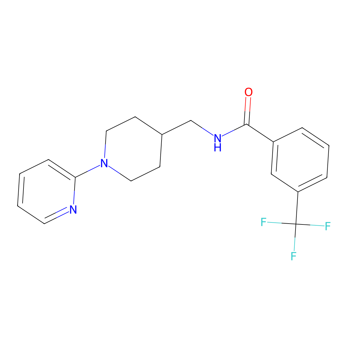 N-((1-(pyridin-2-yl)piperidin-4-yl)methyl)-3-(trifluoromethyl)benzamide molecular structure, CAS 1234813-12-7