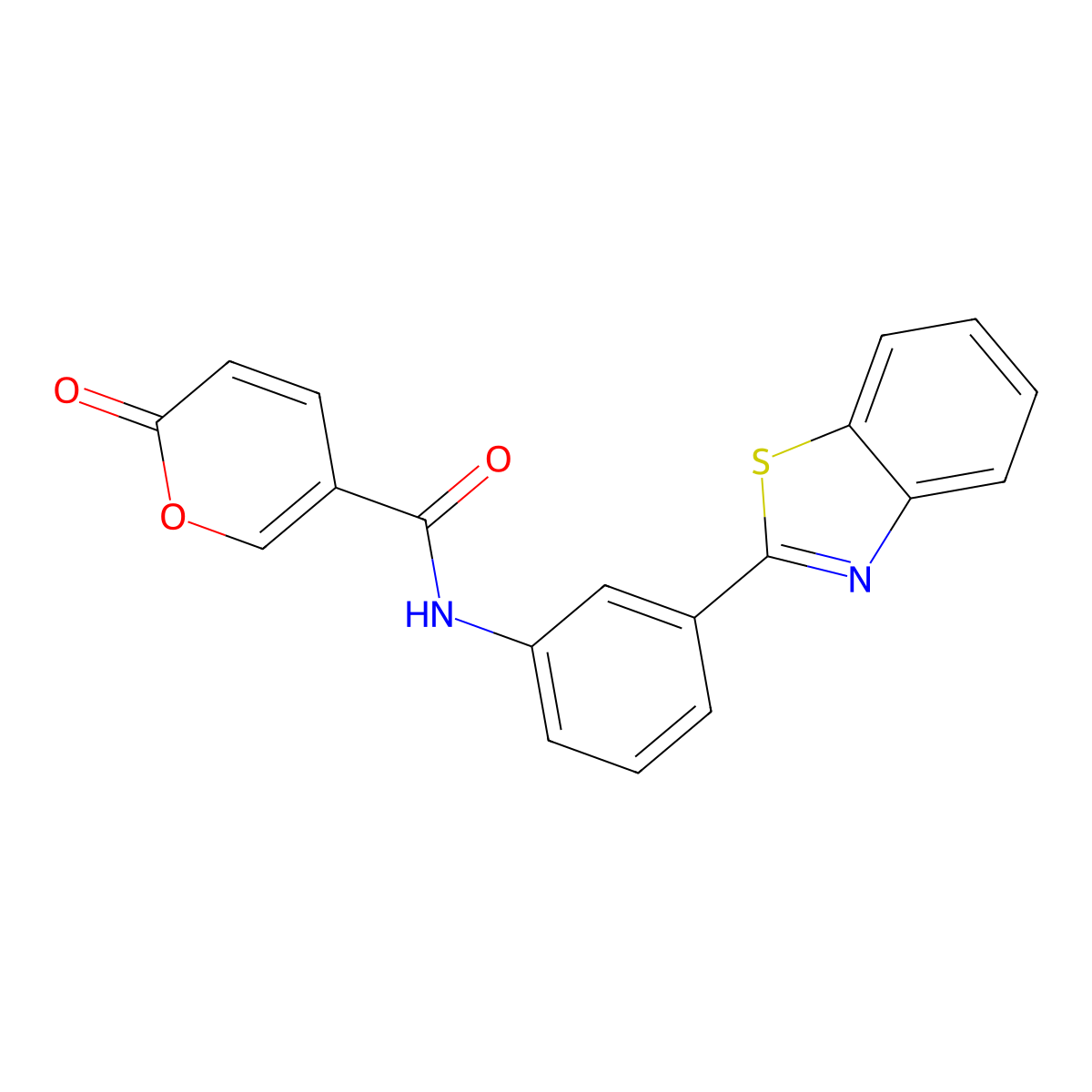 N-(3-(benzo[d]thiazol-2-yl)phenyl)-2-oxo-2H-pyran-5-carboxamide molecular structure, CAS 1234813-33-2