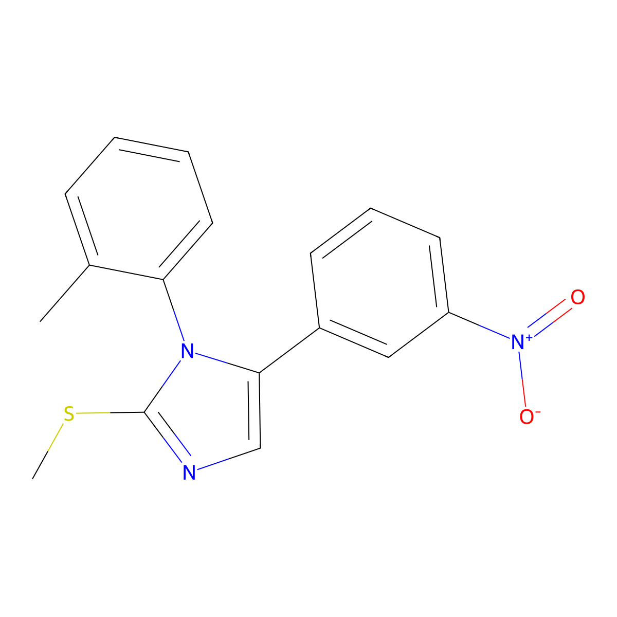 2-(methylthio)-5-(3-nitrophenyl)-1-(o-tolyl)-1H-imidazole molecular structure, CAS 1234815-60-1