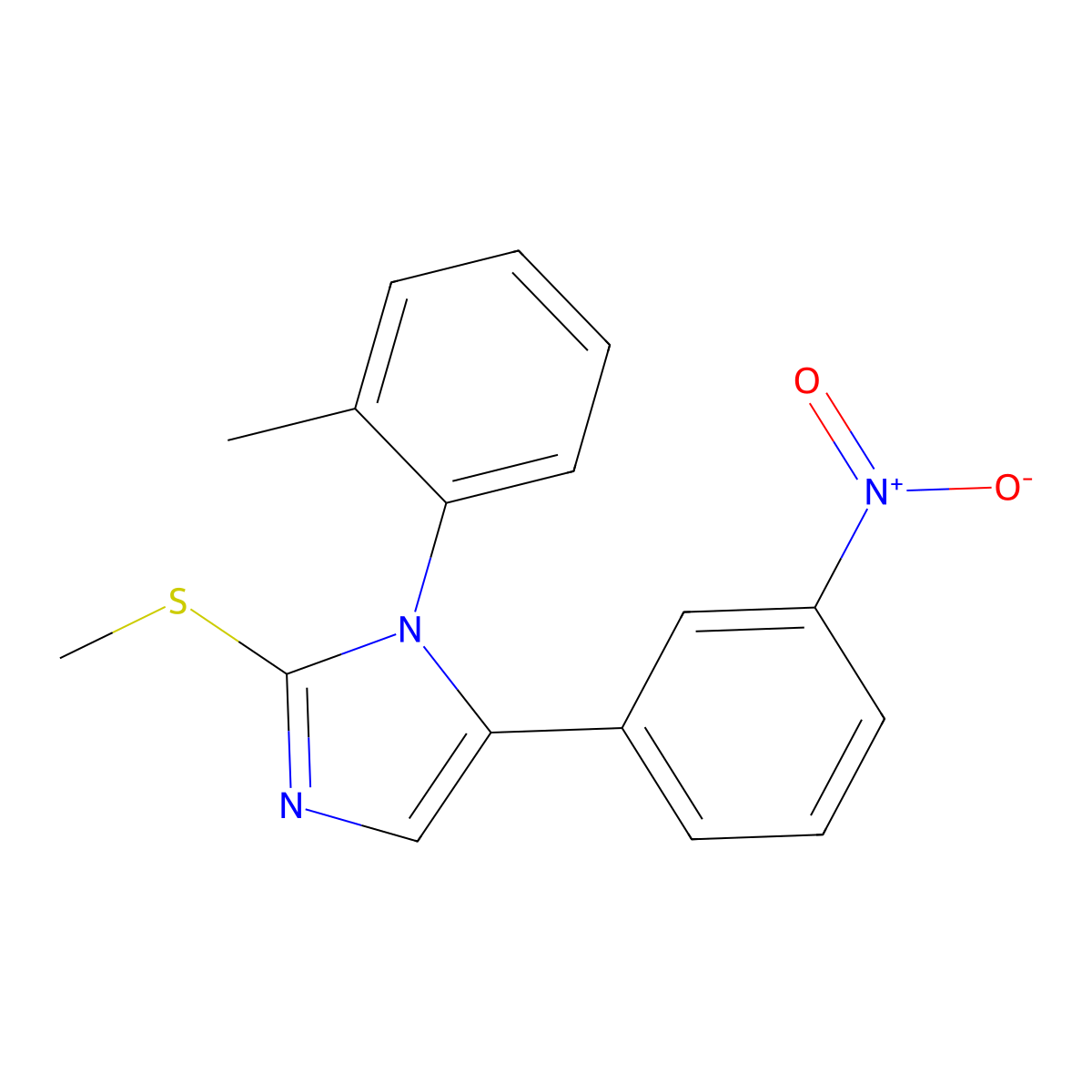 2-(methylthio)-5-(3-nitrophenyl)-1-(o-tolyl)-1H-imidazole molecular structure, CAS 1234815-60-1