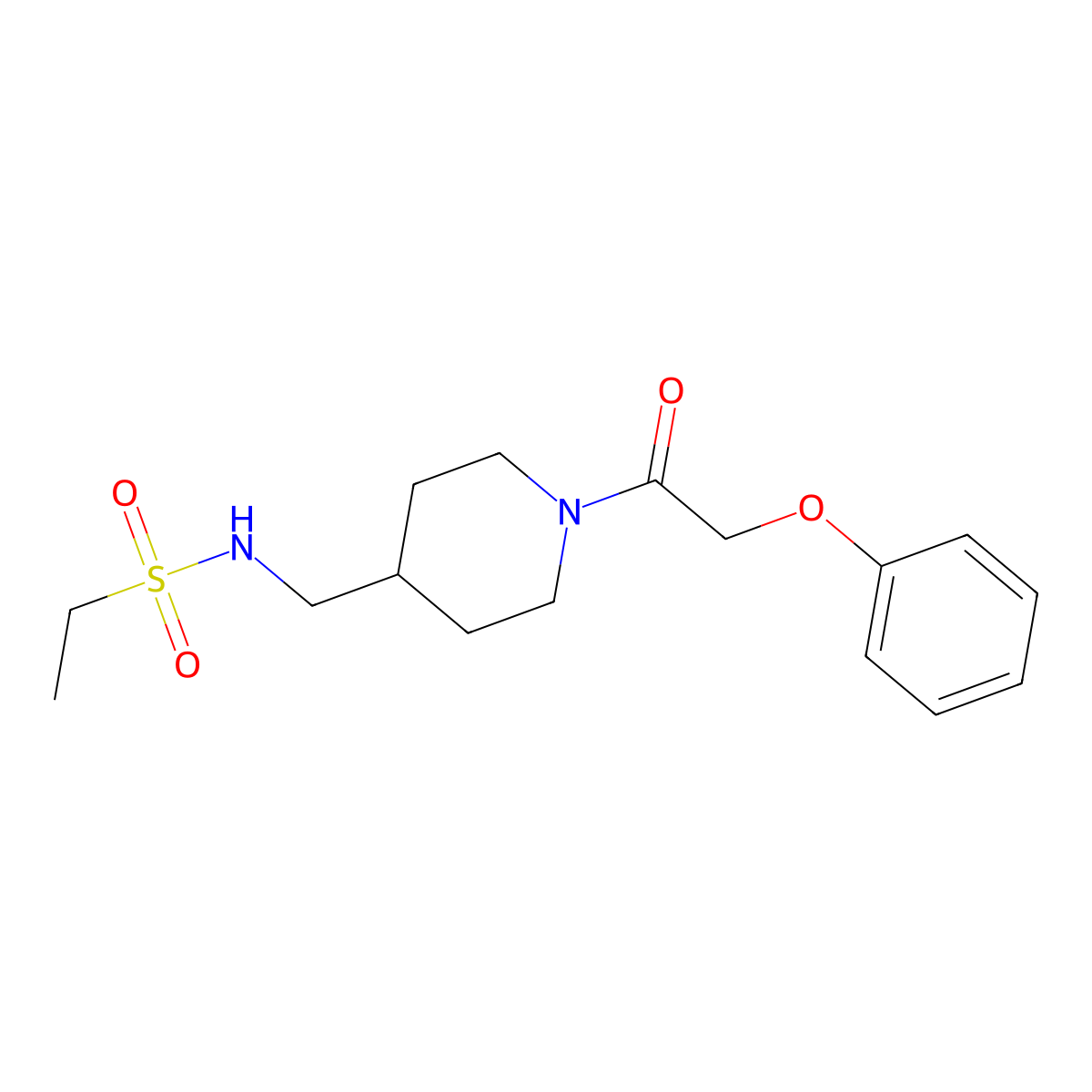 N-((1-(2-phenoxyacetyl)piperidin-4-yl)methyl)ethanesulfonamide molecular structure, CAS 1234818-38-2