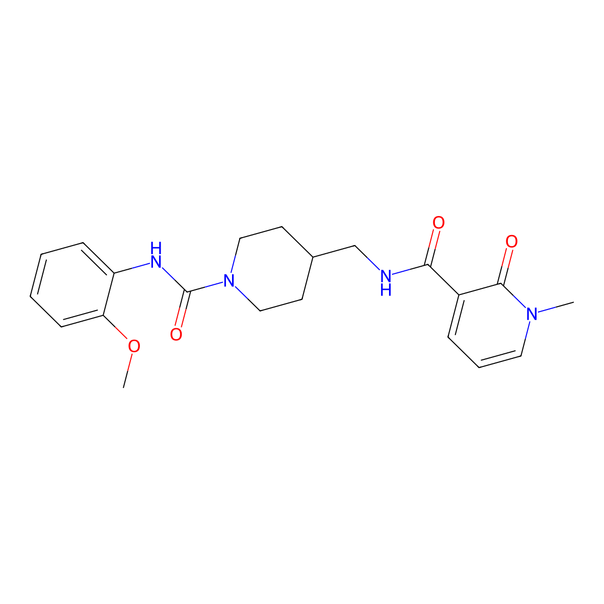 N-((1-((2-methoxyphenyl)carbamoyl)piperidin-4-yl)methyl)-1-methyl-2-oxo-1,2-dihydropyridine-3-carboxamide molecular structure, CAS 1234820-78-0