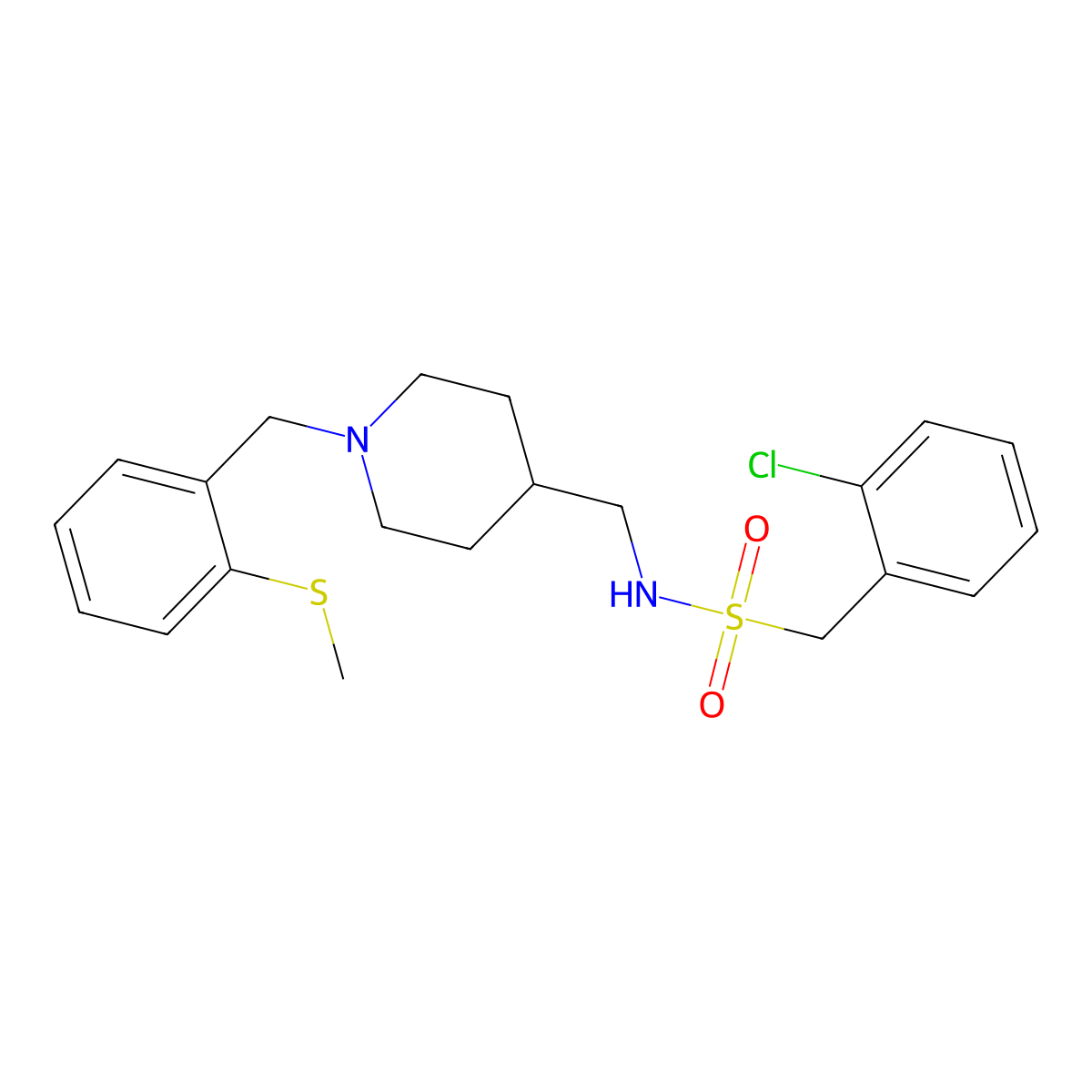 1-(2-chlorophenyl)-N-((1-(2-(methylthio)benzyl)piperidin-4-yl)methyl)methanesulfonamide molecular structure, CAS 1234820-98-4