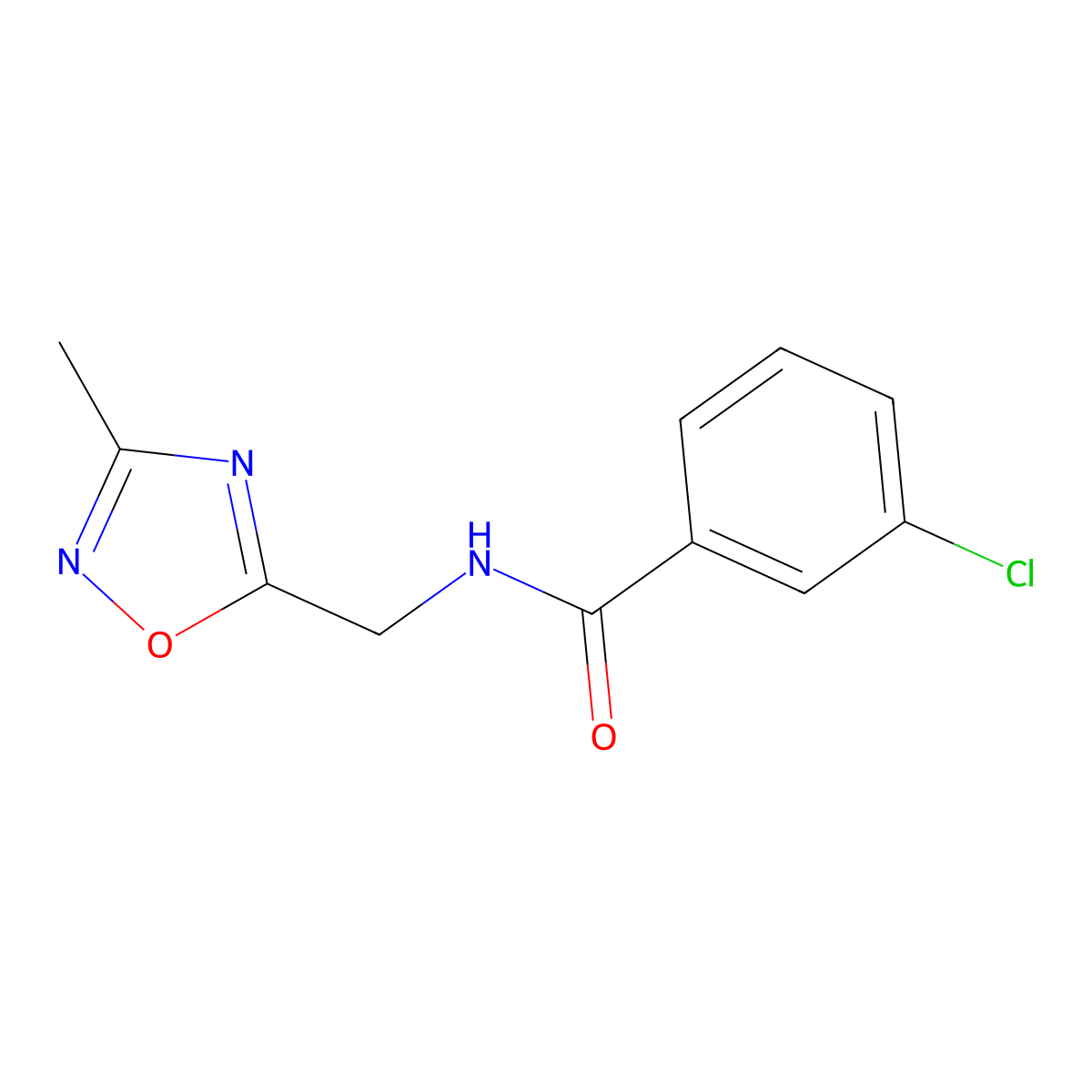 3-chloro-N-[(3-methyl-1,2,4-oxadiazol-5-yl)methyl]benzamide molecular structure, CAS 1234822-80-0