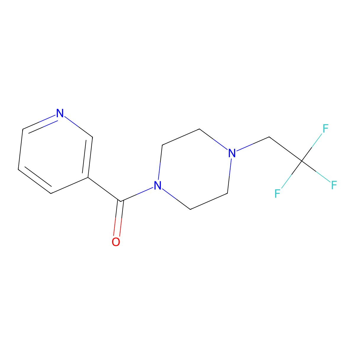 1-(Pyridine-3-carbonyl)-4-(2,2,2-trifluoroethyl)piperazine molecular structure, CAS 1234823-09-6