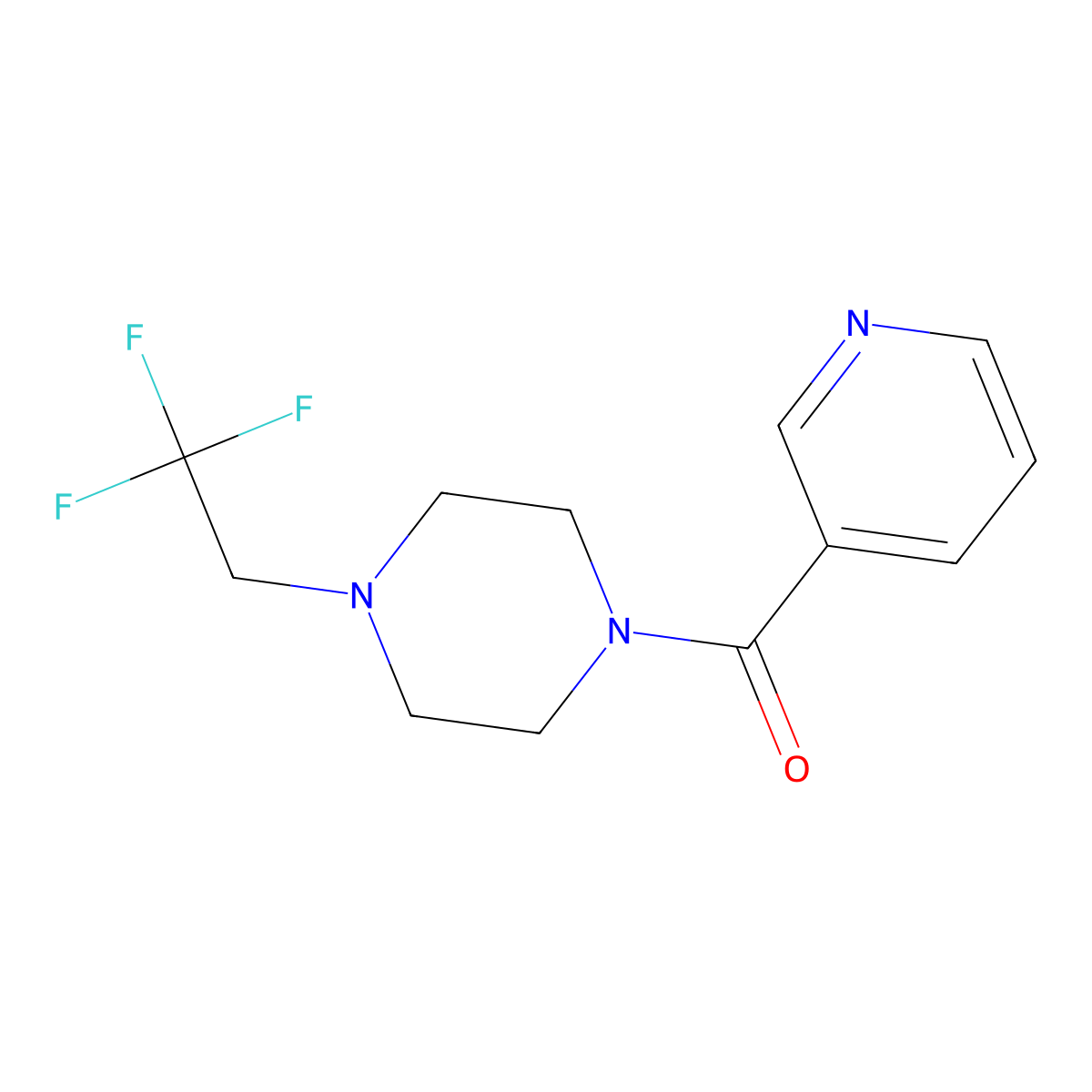 1-(Pyridine-3-carbonyl)-4-(2,2,2-trifluoroethyl)piperazine molecular structure, CAS 1234823-09-6