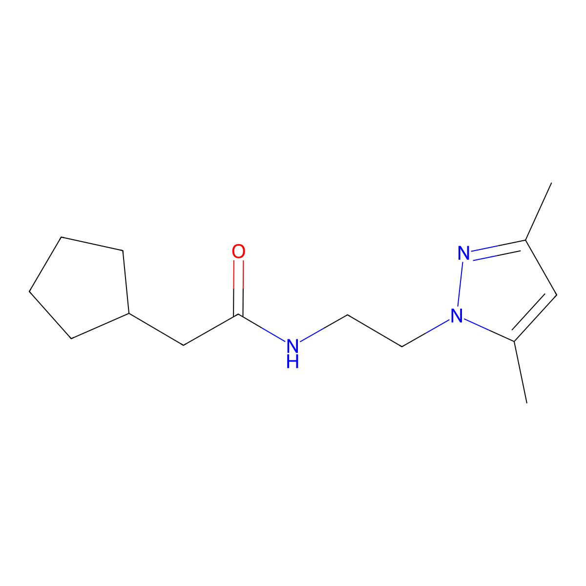2-cyclopentyl-N-[2-(3,5-dimethyl-1H-pyrazol-1-yl)ethyl]acetamide molecular structure, CAS 1234830-01-3