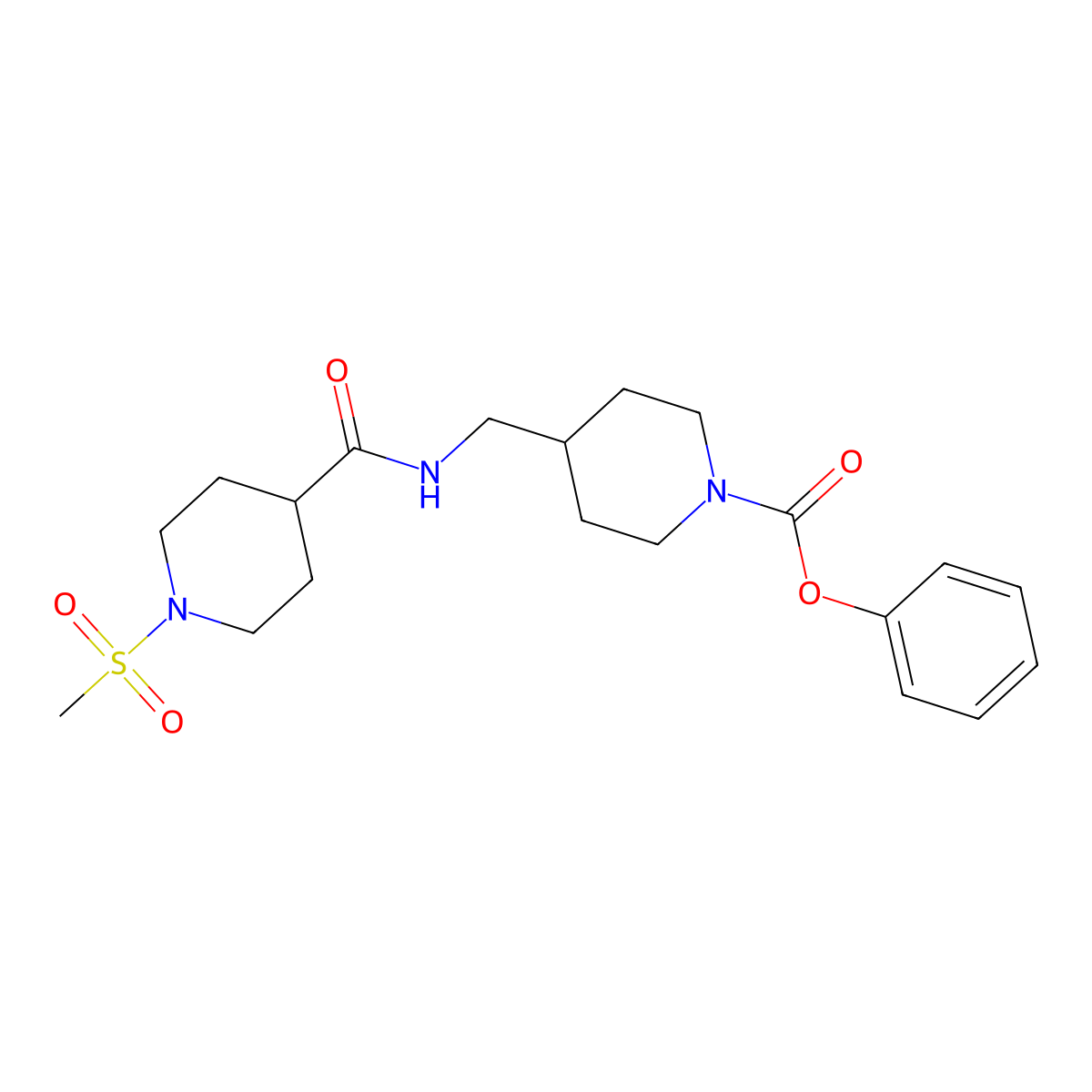 Phenyl 4-((1-(methylsulfonyl)piperidine-4-carboxamido)methyl)piperidine-1-carboxylate molecular structure, CAS 1234830-09-1