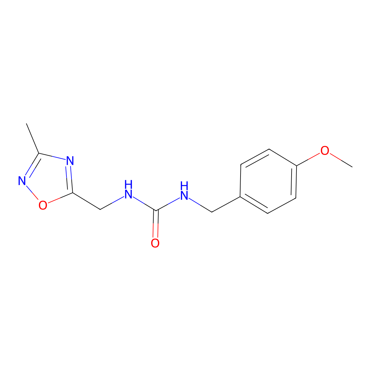 1-(4-Methoxybenzyl)-3-((3-methyl-1,2,4-oxadiazol-5-yl)methyl)urea molecular structure, CAS 1234833-35-2