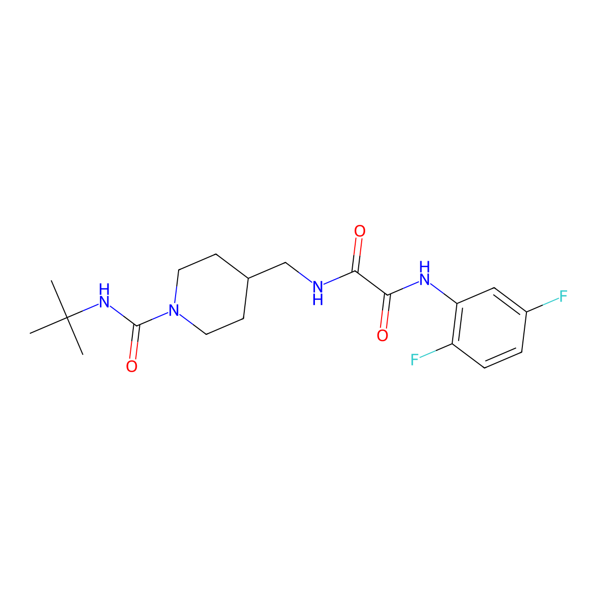 N1-((1-(tert-butylcarbamoyl)piperidin-4-yl)methyl)-N2-(2,5-difluorophenyl)oxalamide molecular structure, CAS 1234836-38-4