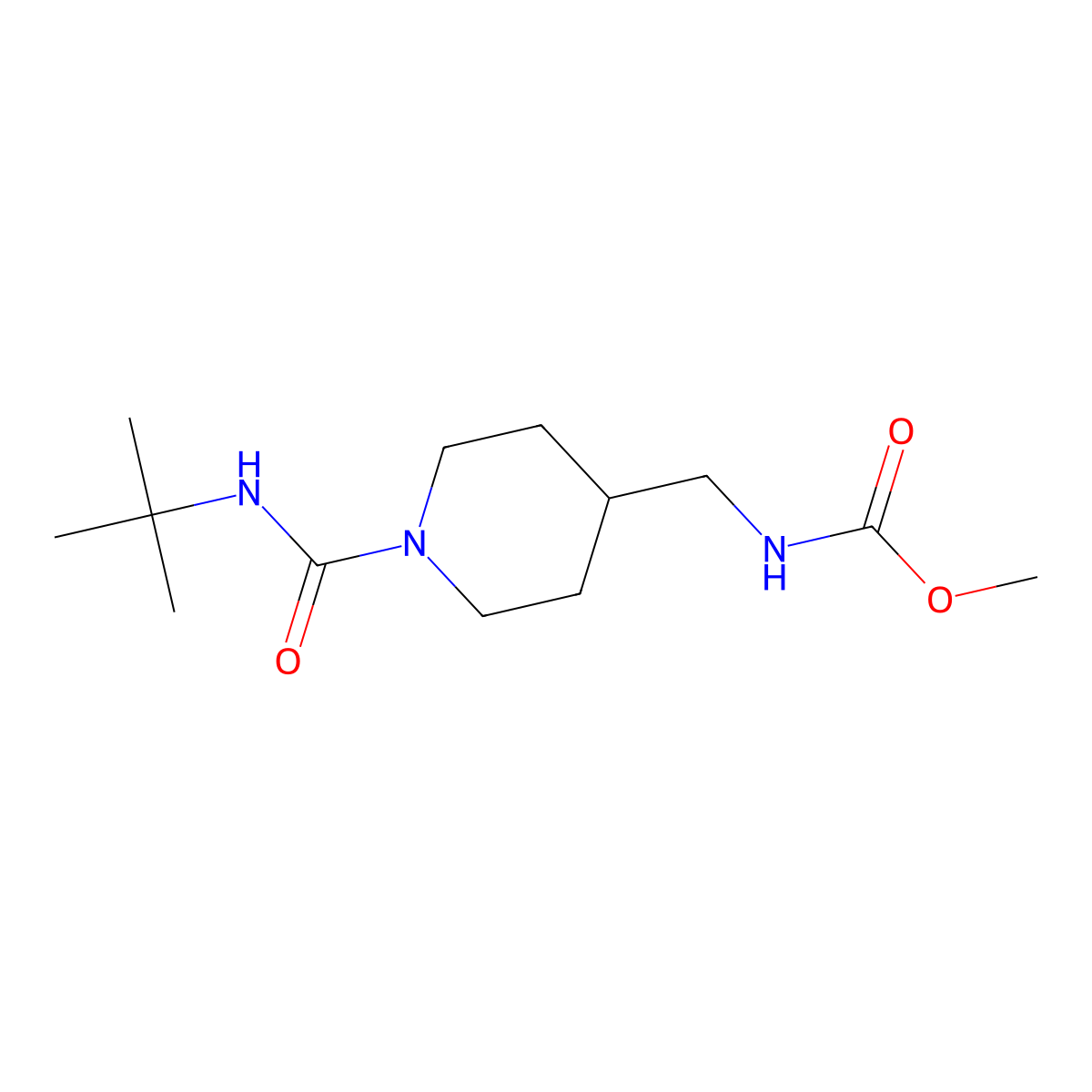 Methyl ((1-(tert-butylcarbamoyl)piperidin-4-yl)methyl)carbamate molecular structure, CAS 1234836-75-9