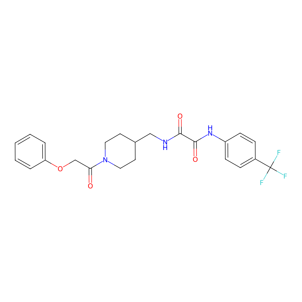 N1-((1-(2-phenoxyacetyl)piperidin-4-yl)methyl)-N2-(4-(trifluoromethyl)phenyl)oxalamide molecular structure, CAS 1234837-68-3