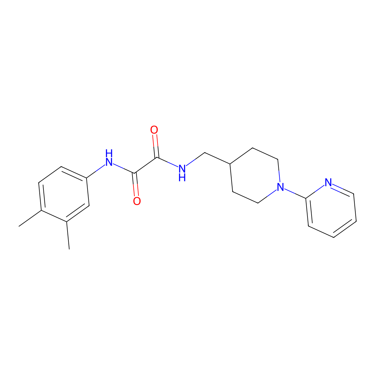 N1-(3,4-dimethylphenyl)-N2-((1-(pyridin-2-yl)piperidin-4-yl)methyl)oxalamide molecular structure, CAS 1234838-95-9