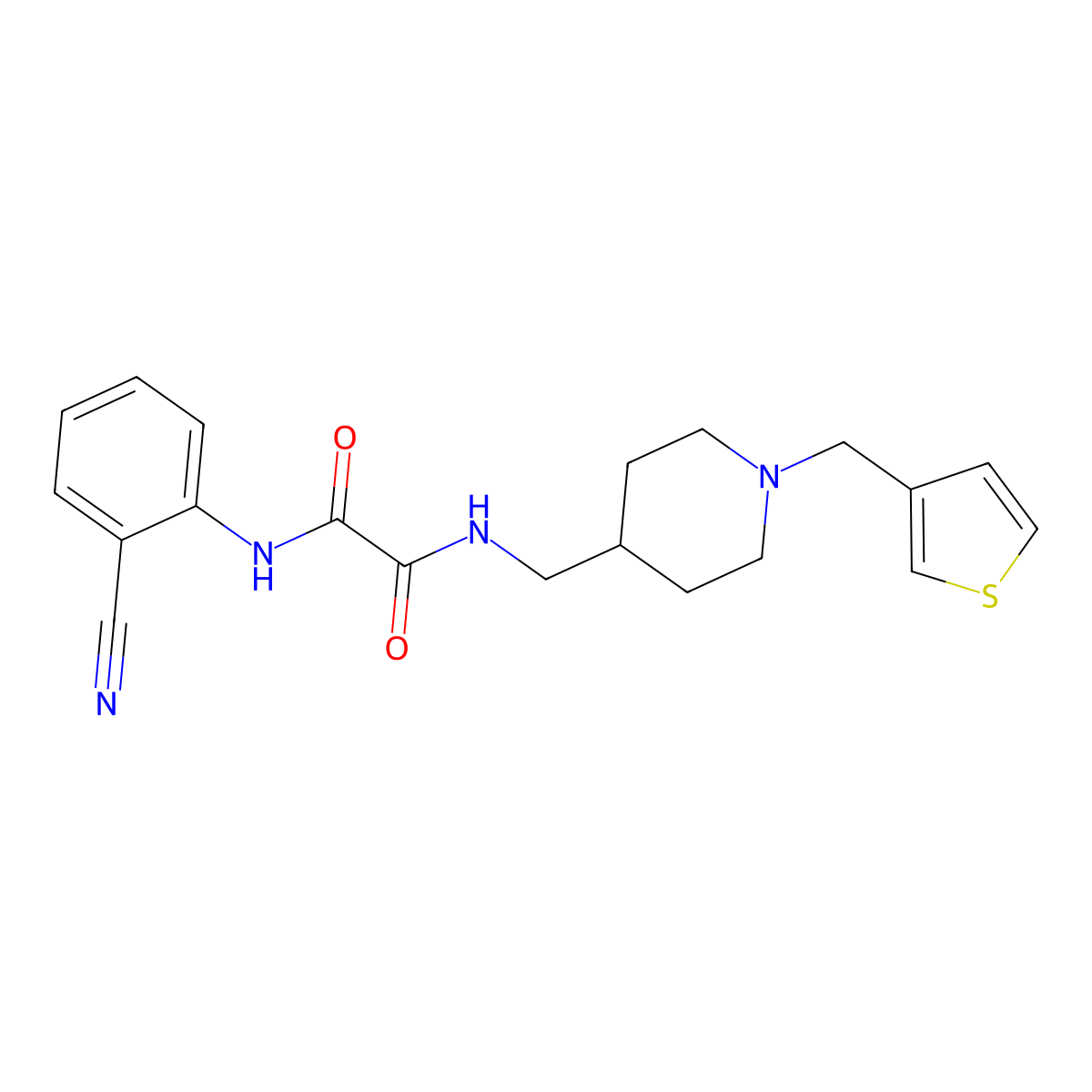 N1-(2-cyanophenyl)-N2-((1-(thiophen-3-ylmethyl)piperidin-4-yl)methyl)oxalamide molecular structure, CAS 1234838-98-2