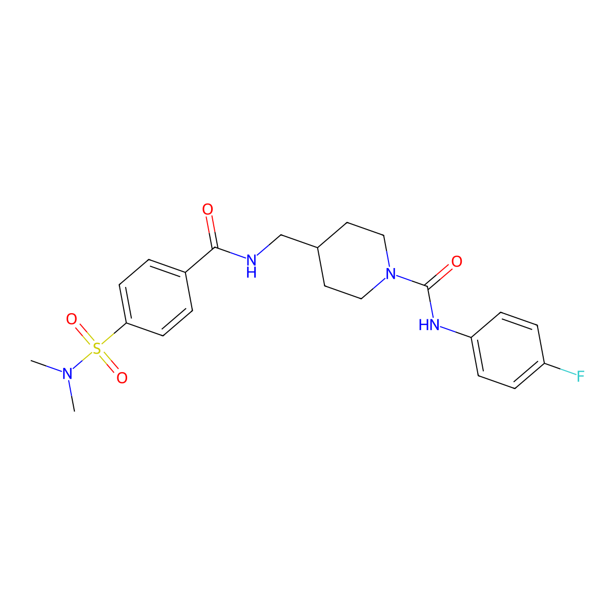 4-((4-(N,N-dimethylsulfamoyl)benzamido)methyl)-N-(4-fluorophenyl)piperidine-1-carboxamide molecular structure, CAS 1234839-22-5