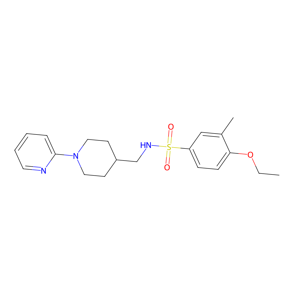 4-ethoxy-3-methyl-N-((1-(pyridin-2-yl)piperidin-4-yl)methyl)benzenesulfonamide molecular structure, CAS 1234839-47-4