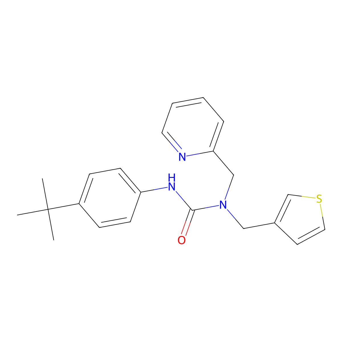 3-(4-(Tert-butyl)phenyl)-1-(pyridin-2-ylmethyl)-1-(thiophen-3-ylmethyl)urea molecular structure, CAS 1234839-67-8